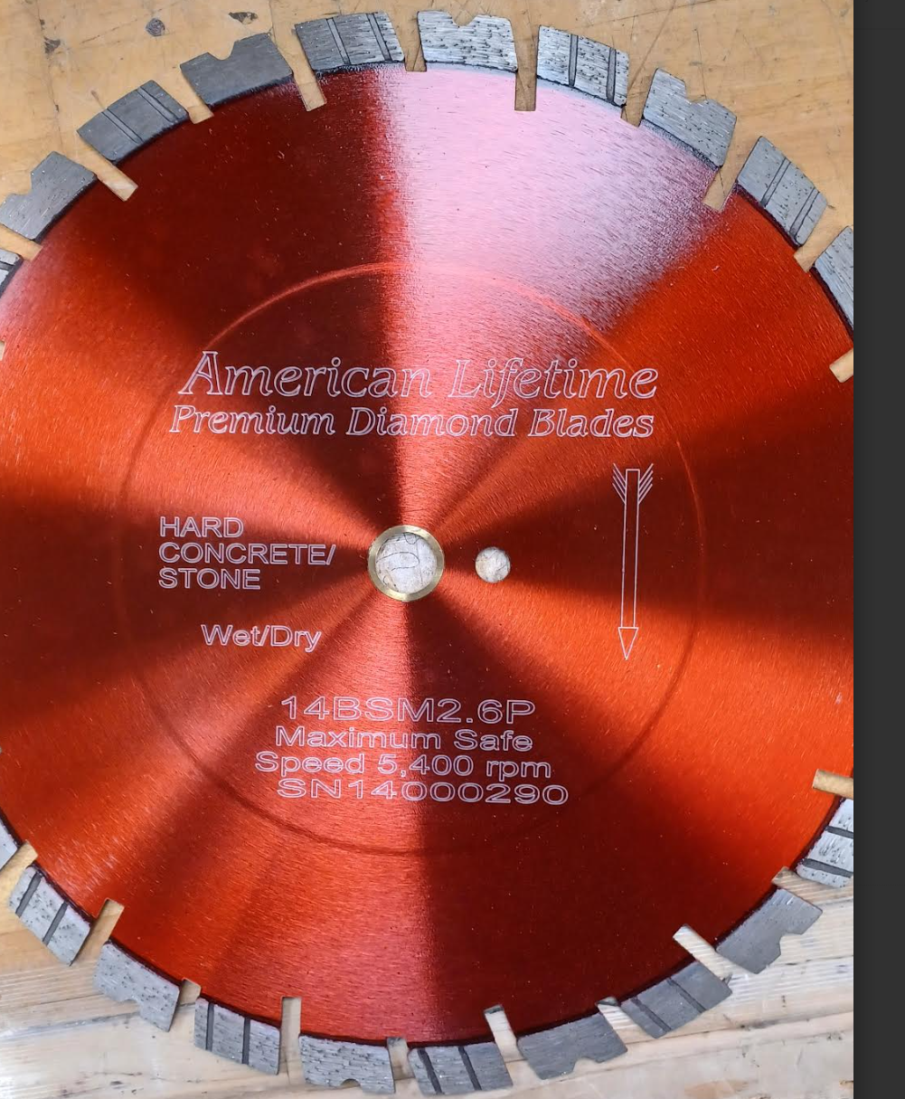 American Lifetime Premium Diamond Blade for Hard Concrete & Stone (Wet/Dry)